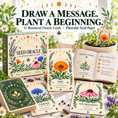 Seed Oracle Plantable Cards — 12 Botanical Messages for Reflection & Growth