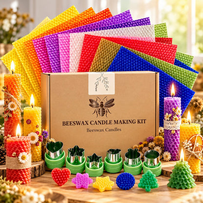 DIY Beeswax Candle Making Kit (12-Piece Set) – Create Your Own Cozy Glow!
