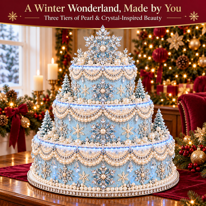 🎄 DIY Christmas Pearl & Diamond Art Cake Kit — Create Your Own Sparkling 3-Tier Holiday Centerpiece ✨