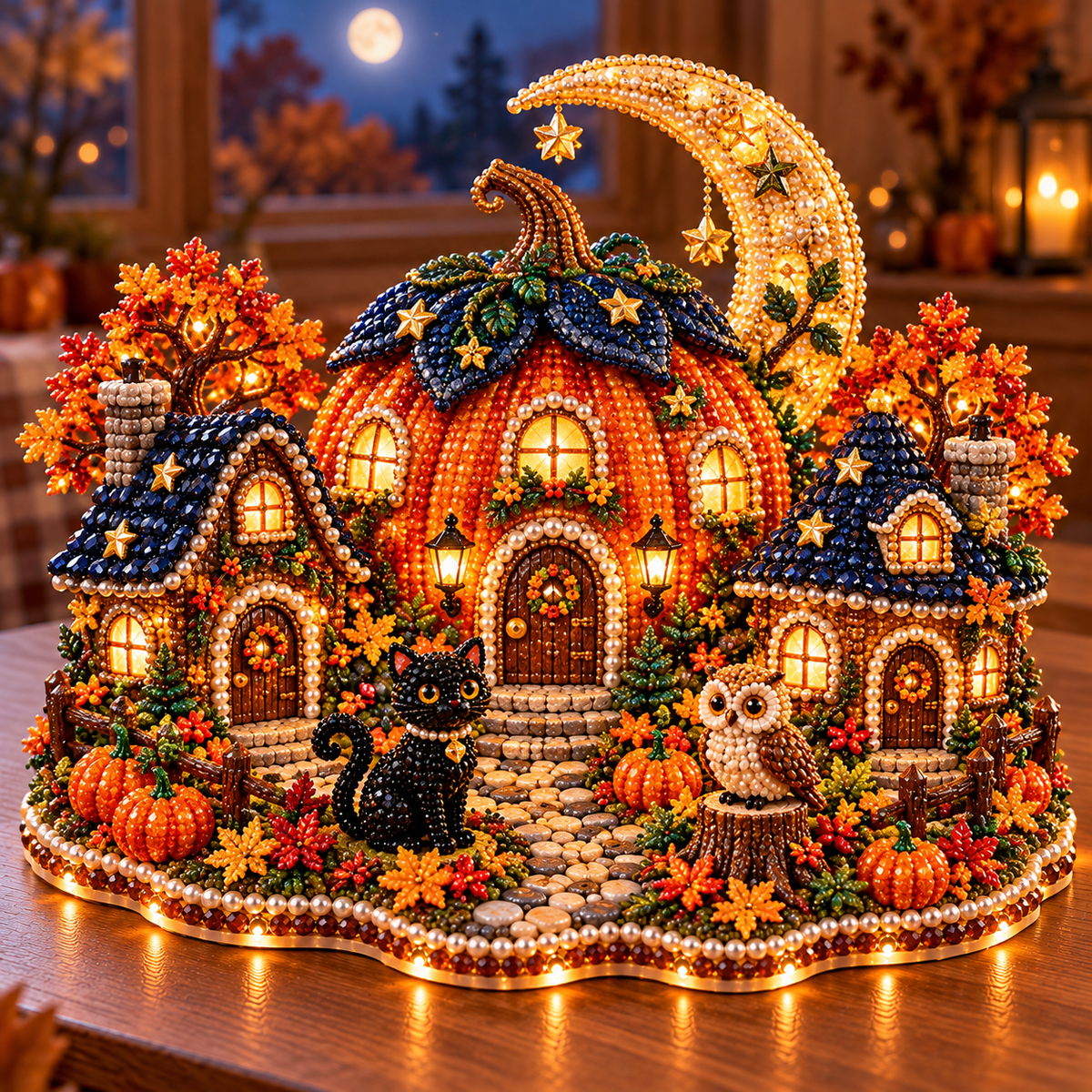 🍂 DIY Sparkling Autumn Village — 3D Diamond Art Decoration Kit