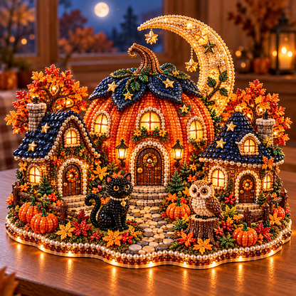 🍂 DIY Sparkling Autumn Village — 3D Diamond Art Decoration Kit